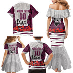 Personalized Sea Eagles ANZAC Tribute Family Matching Mermaid Dress and Hawaiian Shirt Poppy Field Soldier Silhouette Aboriginal Rugby Mascot