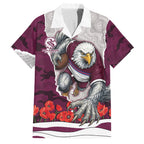 Personalized Sea Eagles ANZAC Tribute Family Matching Mermaid Dress and Hawaiian Shirt Poppy Field Soldier Silhouette Aboriginal Rugby Mascot