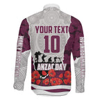 Personalized Sea Eagles ANZAC Tribute Family Matching Mermaid Dress and Hawaiian Shirt Poppy Field Soldier Silhouette Aboriginal Rugby Mascot