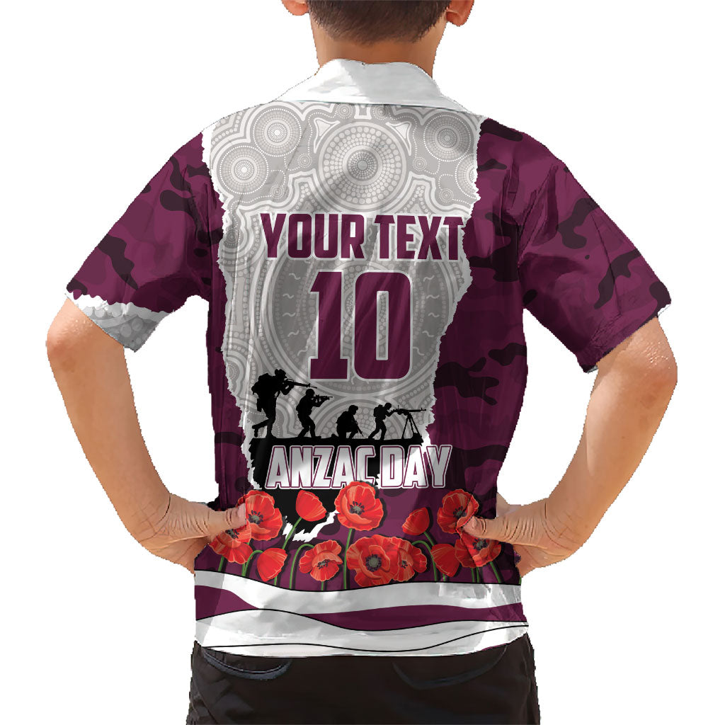 Personalized Sea Eagles ANZAC Tribute Family Matching Off Shoulder Short Dress and Hawaiian Shirt Poppy Field Soldier Silhouette Aboriginal Rugby Mascot