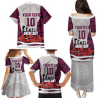 Personalized Sea Eagles ANZAC Tribute Family Matching Puletasi and Hawaiian Shirt Poppy Field Soldier Silhouette Aboriginal Rugby Mascot