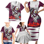 Personalized Sea Eagles ANZAC Tribute Family Matching Short Sleeve Bodycon Dress and Hawaiian Shirt Poppy Field Soldier Silhouette Aboriginal Rugby Mascot