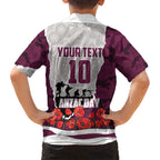 Personalized Sea Eagles ANZAC Tribute Family Matching Summer Maxi Dress and Hawaiian Shirt Poppy Field Soldier Silhouette Aboriginal Rugby Mascot