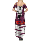 Personalized Sea Eagles ANZAC Tribute Family Matching Summer Maxi Dress and Hawaiian Shirt Poppy Field Soldier Silhouette Aboriginal Rugby Mascot