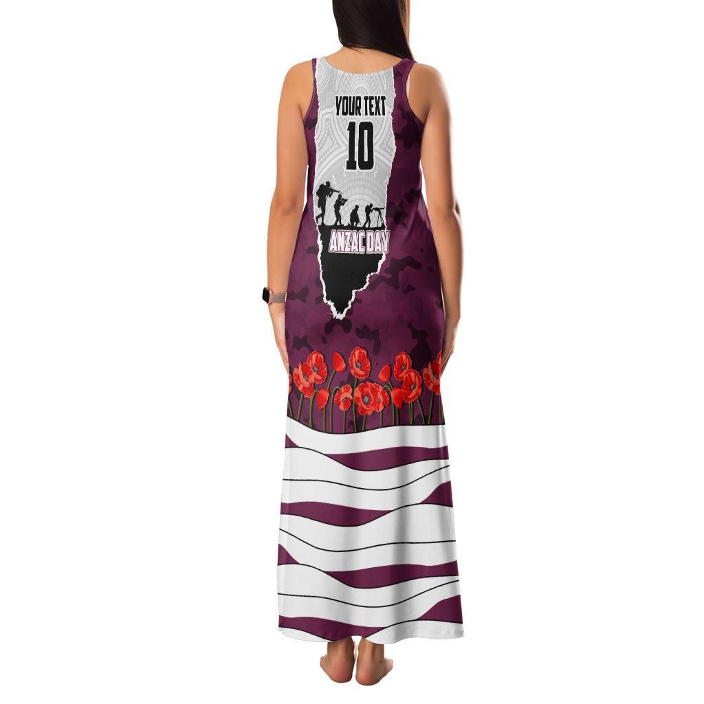 Personalized Sea Eagles ANZAC Tribute Family Matching Tank Maxi Dress and Hawaiian Shirt Poppy Field Soldier Silhouette Aboriginal Rugby Mascot