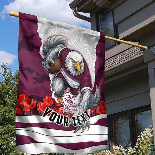 Personalized Sea Eagles ANZAC Tribute Garden Flag Poppy Field Soldier Silhouette Aboriginal Rugby Mascot