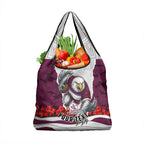 Personalized Sea Eagles ANZAC Tribute Grocery Bag Poppy Field Soldier Silhouette Aboriginal Rugby Mascot