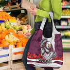 Personalized Sea Eagles ANZAC Tribute Grocery Bag Poppy Field Soldier Silhouette Aboriginal Rugby Mascot