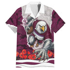 Personalized Sea Eagles ANZAC Tribute Hawaiian Shirt Poppy Field Soldier Silhouette Aboriginal Rugby Mascot