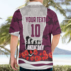 Personalized Sea Eagles ANZAC Tribute Hawaiian Shirt Poppy Field Soldier Silhouette Aboriginal Rugby Mascot