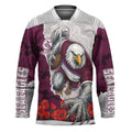 Personalized Sea Eagles ANZAC Tribute Hockey Jersey Poppy Field Soldier Silhouette Aboriginal Rugby Mascot