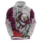 Personalized Sea Eagles ANZAC Tribute Hoodie Poppy Field Soldier Silhouette Aboriginal Rugby Mascot