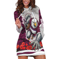Personalized Sea Eagles ANZAC Tribute Hoodie Dress Poppy Field Soldier Silhouette Aboriginal Rugby Mascot