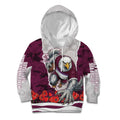Personalized Sea Eagles ANZAC Tribute Kid Hoodie Poppy Field Soldier Silhouette Aboriginal Rugby Mascot