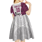 Personalized Sea Eagles ANZAC Tribute Kid Short Sleeve Dress Poppy Field Soldier Silhouette Aboriginal Rugby Mascot