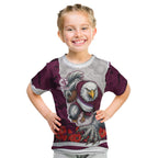 Personalized Sea Eagles ANZAC Tribute Kid T Shirt Poppy Field Soldier Silhouette Aboriginal Rugby Mascot
