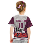 Personalized Sea Eagles ANZAC Tribute Kid T Shirt Poppy Field Soldier Silhouette Aboriginal Rugby Mascot
