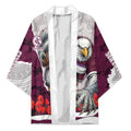 Personalized Sea Eagles ANZAC Tribute Kimono Poppy Field Soldier Silhouette Aboriginal Rugby Mascot