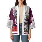 Personalized Sea Eagles ANZAC Tribute Kimono Poppy Field Soldier Silhouette Aboriginal Rugby Mascot