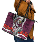 Personalized Sea Eagles ANZAC Tribute Leather Tote Bag Poppy Field Soldier Silhouette Aboriginal Rugby Mascot