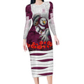 Personalized Sea Eagles ANZAC Tribute Long Sleeve Bodycon Dress Poppy Field Soldier Silhouette Aboriginal Rugby Mascot