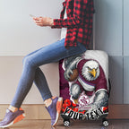 Personalized Sea Eagles ANZAC Tribute Luggage Cover Poppy Field Soldier Silhouette Aboriginal Rugby Mascot