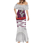 Personalized Sea Eagles ANZAC Tribute Mermaid Dress Poppy Field Soldier Silhouette Aboriginal Rugby Mascot