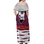Personalized Sea Eagles ANZAC Tribute Off Shoulder Maxi Dress Poppy Field Soldier Silhouette Aboriginal Rugby Mascot
