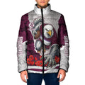 Personalized Sea Eagles ANZAC Tribute Padded Jacket Poppy Field Soldier Silhouette Aboriginal Rugby Mascot