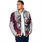 Personalized Sea Eagles ANZAC Tribute Padded Jacket Poppy Field Soldier Silhouette Aboriginal Rugby Mascot