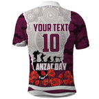 Personalized Sea Eagles ANZAC Tribute Polo Shirt Poppy Field Soldier Silhouette Aboriginal Rugby Mascot
