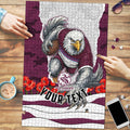 Personalized Sea Eagles ANZAC Tribute Puzzle Poppy Field Soldier Silhouette Aboriginal Rugby Mascot