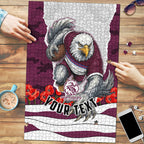 Personalized Sea Eagles ANZAC Tribute Puzzle Poppy Field Soldier Silhouette Aboriginal Rugby Mascot