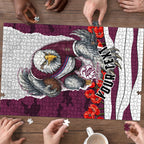 Personalized Sea Eagles ANZAC Tribute Puzzle Poppy Field Soldier Silhouette Aboriginal Rugby Mascot