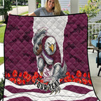 Personalized Sea Eagles ANZAC Tribute Quilt Poppy Field Soldier Silhouette Aboriginal Rugby Mascot