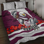 Personalized Sea Eagles ANZAC Tribute Quilt Bed Set Poppy Field Soldier Silhouette Aboriginal Rugby Mascot