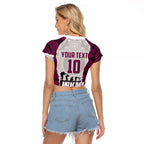 Personalized Sea Eagles ANZAC Tribute Raglan Cropped T Shirt Poppy Field Soldier Silhouette Aboriginal Rugby Mascot