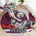 Personalized Sea Eagles ANZAC Tribute Round Carpet Poppy Field Soldier Silhouette Aboriginal Rugby Mascot