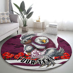 Personalized Sea Eagles ANZAC Tribute Round Carpet Poppy Field Soldier Silhouette Aboriginal Rugby Mascot