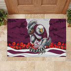 Personalized Sea Eagles ANZAC Tribute Rubber Doormat Poppy Field Soldier Silhouette Aboriginal Rugby Mascot