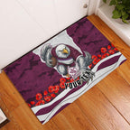 Personalized Sea Eagles ANZAC Tribute Rubber Doormat Poppy Field Soldier Silhouette Aboriginal Rugby Mascot