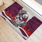 Personalized Sea Eagles ANZAC Tribute Rubber Doormat Poppy Field Soldier Silhouette Aboriginal Rugby Mascot