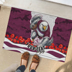 Personalized Sea Eagles ANZAC Tribute Rubber Doormat Poppy Field Soldier Silhouette Aboriginal Rugby Mascot