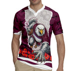 Personalized Sea Eagles ANZAC Tribute Rugby Jersey Poppy Field Soldier Silhouette Aboriginal Rugby Mascot