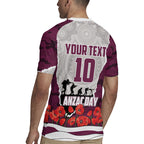 Personalized Sea Eagles ANZAC Tribute Rugby Jersey Poppy Field Soldier Silhouette Aboriginal Rugby Mascot