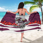 Personalized Sea Eagles ANZAC Tribute Sarong Poppy Field Soldier Silhouette Aboriginal Rugby Mascot