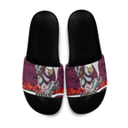 Personalized Sea Eagles ANZAC Tribute Slide Sandals Poppy Field Soldier Silhouette Aboriginal Rugby Mascot