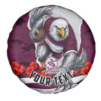 Personalized Sea Eagles ANZAC Tribute Spare Tire Cover Poppy Field Soldier Silhouette Aboriginal Rugby Mascot