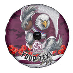 Personalized Sea Eagles ANZAC Tribute Spare Tire Cover Poppy Field Soldier Silhouette Aboriginal Rugby Mascot