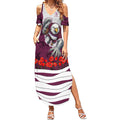 Personalized Sea Eagles ANZAC Tribute Summer Maxi Dress Poppy Field Soldier Silhouette Aboriginal Rugby Mascot